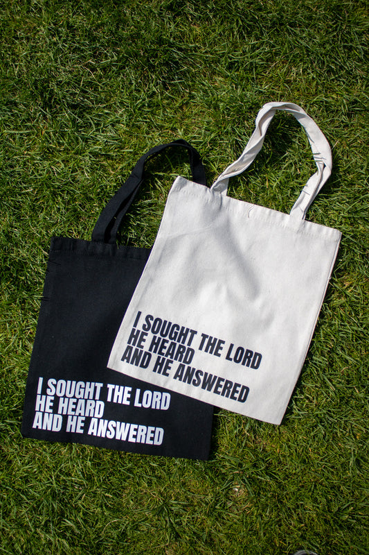 Le tote bag "I sought the Lord"
